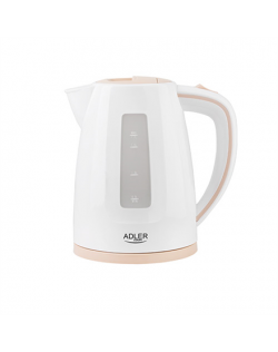 Adler Kettle AD 1264 Standard, 2200 W, 1.7 L, Plastic, White, 360° rotational base