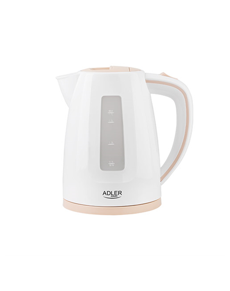Adler Kettle AD 1264 Standard, 2200 W, 1.7 L, Plastic, White, 360° rotational base