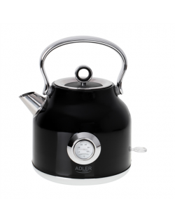 Adler Kettle with a Thermomete AD 1346b Electric, 2200 W, 1.7 L, Stainless steel, 360° rotational base, Black
