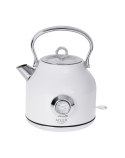 Adler Kettle with a Thermomete AD 1346w Electric, 2200 W, 1.7 L, Stainless steel, 360° rotational base, White