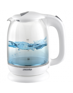 Mesko Kettle MS 1302w Electric, 2200 W, 1.7 L, Glass, 360° rotational base, White