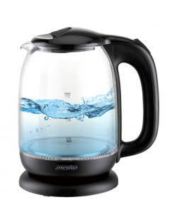 Mesko Kettle MS 1302b Electric, 2200 W, 1.7 L, Glass, 360° rotational base, Black