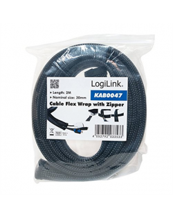 Logilink Flexible Cable protection with Zipper, 30x20x2000 mm Black
