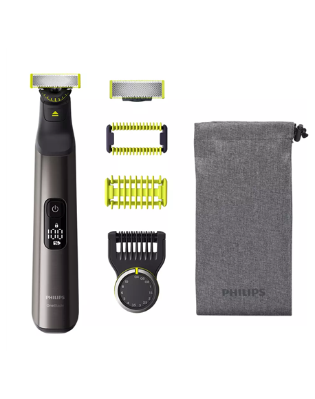 Philips QP6551/15 OneBlade Pro Hair, Face and Body Trimmer Cordless, Wet & Dry, Number of length steps 14, Black/Green