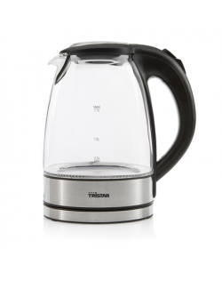 Tristar Glass Kettle with LED WK-3377 Electric, 2200 W, 1.7 L, Glass, 360° rotational base, Black/Stainless Steel