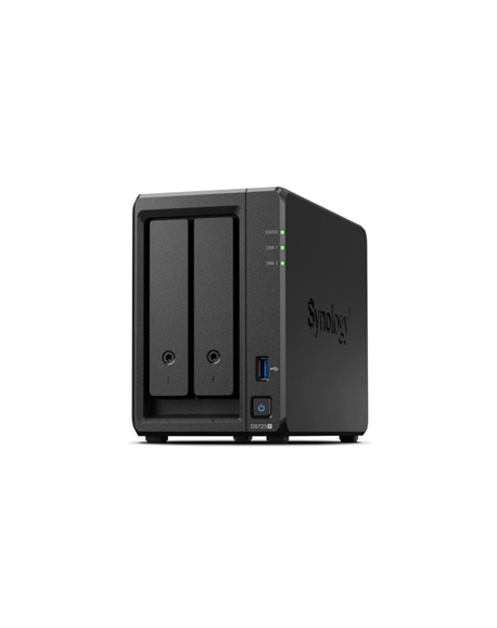 Synology DS723+ 2-bay/AMD Ryzen R1600/2-core 2.6 (base)/3.1 (turbo) GHz/2GB DDR4/2 x 3.5"xHot swap/2x1GbE/1xUSB3.2/eSATA/RAID 0,