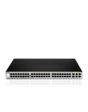 D-LINK DGS-1210-52, Gigabit Smart Switch with 48 10/100/1000Base-T ports and 4 Gigabit MiniGBIC (SFP) ports, 802.3x Flow Control, 802.3ad Link Aggregation, 802.1Q VLAN, 802.1p Priority Queues, Port mirroring, Jumbo Frame support, 802.1D STP, ACL, LLDP, Cable Diagnostics, Auto Surveillance VLAN, Auto Voice VLAN D-Link