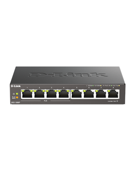 D-Link 8-Port Gigabit PoE Switch DGS-1008P Unmanaged, Desktop