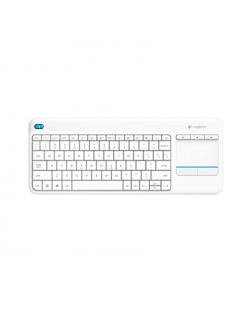 Logitech K400 Plus Keyboard with Trackpad, Wireless, NL, 380 g, USB port, White