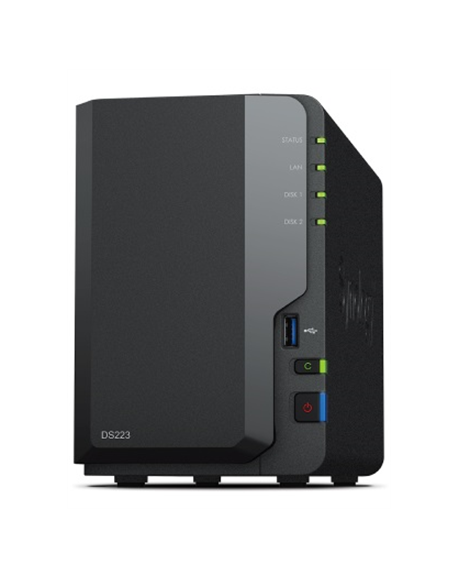 Synology DS223 Up to 2 HDD/SSD Hot-Swap, RTD1619B, Processor frequency 1.7 GHz, 2 GB, DDR4, RAID Basic, JBOD, RAID 0, RAID 1, 1x