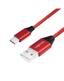 Logilink USB 2.0 Cable CU0148 1 m, Red, USB-A Male, USB-C Male