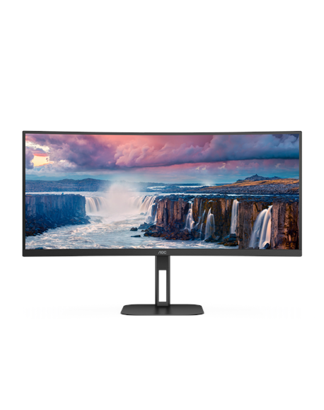AOC Curved Monitor CU34V5C/BK 34 ", VA, WQHD, 3440 x 1440, 21:9, 4 ms, 300 cd/m², HDMI ports quantity 1, 100 Hz