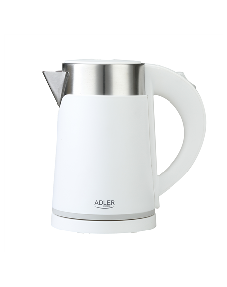 Adler Kettle AD 1372 Electric, 800 W, 0.6 L, Plastic/Stainless steel, 360° rotational base, White