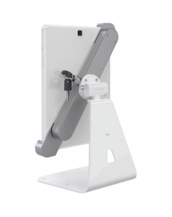 Barkan Lockable Anti-Theft Tablet Desk Stand T51HL White/Silver