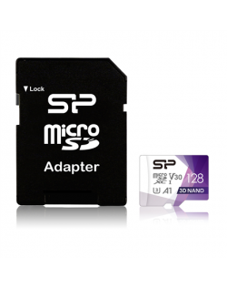 Silicon Power Superior Pro 128 GB, micro SDXC, Flash memory class 10, with Adapter, C10,UHS-I U3, A1, V30