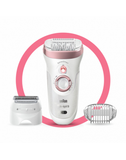 Braun Epilator 9-720 Silk-epil 9 Wet & Dry, White/Pink, Cordless