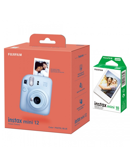 Fujifilm Instax Mini 12 Camera + Instax Mini Glossy (10pl) Pastel Blue