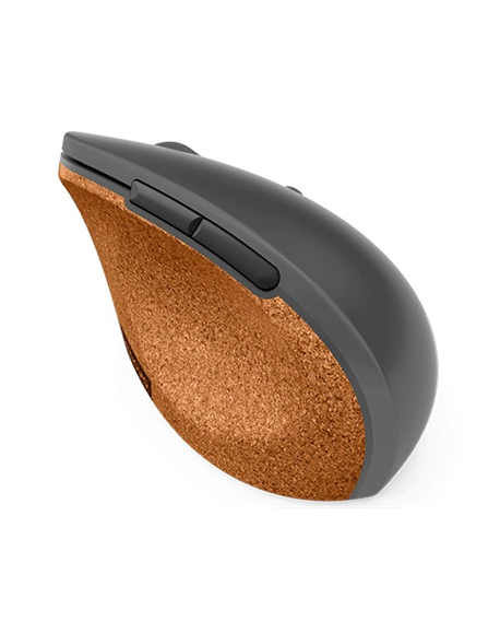 Lenovo Go Wireless Vertical Mouse Wireless optical, Storm grey with natural cork, USB-A, 1 x AA batteries (included)