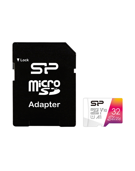 Silicon Power microSDHC UHS-I Memory Card Elite 32 GB, microSDHC/SDXC, Flash memory class 10