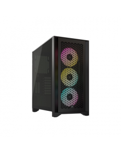 Corsair Tempered Glass PC Case iCUE 4000D RGB AIRFLOW Side window, Black, Mid-Tower, Power supply included No