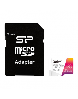 Silicon Power microSDHC UHS-I Memory Card Elite 128 GB, microSDHC/SDXC, Flash memory class 10