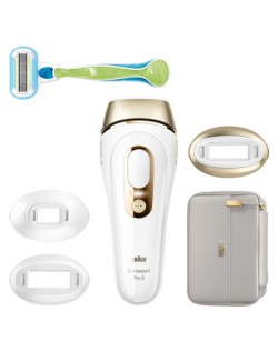 Braun Epilator PL5257 Silk-expert Pro 5 IPL Bulb lifetime (flashes) 400.000 Number of power levels 10 White/Gold