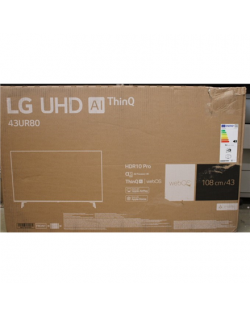 SALE OUT. LG 43UR80003LJ 43" (108 cm), UHD 4K Smart TV LG 43UR80003LJ 43" (108 cm) Smart TV webOS 23 UHD 4K Wi-Fi DAMAGED PACKAG