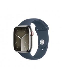 Apple Apple Watch Series 9 GPS + Cellular 45mm Silver Stainless Steel Case with Storm Blue Sport Band - S/M Apple