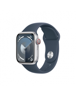 Apple Apple Watch Series 9 GPS + Cellular 41mm Silver Aluminium Case with Storm Blue Sport Band - M/L Apple