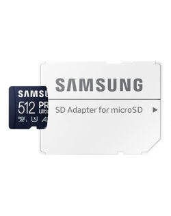 Samsung MicroSD Card PRO Ultimate 512 GB microSDXC Memory Card Flash memory class U3, V30, A2 SD adapter