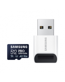 Samsung MicroSD Card with Card Reader PRO Ultimate 512 GB microSDXC Memory Card Flash memory class U3, V30, A2
