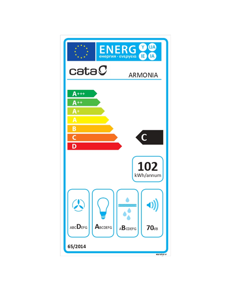CATA Hood ARMONIA 45 X Canopy Energy efficiency class C Width 44.8 cm 645 m³/h Mechanical LED Stainless steel