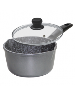 Stoneline 12584 Saucepan, 18 cm, Suitable for all cookers including induction, Anthracite, Non-stick coating, Lid included, Fixe