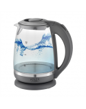 Adler Kettle AD 1286 Standard, 2200 W, 2 L, Plastic/ glass, Grey/ transparent, 360° rotational base