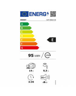 INDESIT Dishwasher D2F HD624 AS Free standing Width 60 cm Number of place settings 14 Number of programs 9 Energy efficiency cla