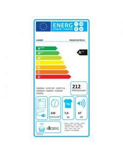 Candy | RO4 H7A2TEX-S | Dryer Machine | Energy efficiency class A++ | Front loading | 7 kg | LCD | Depth 46.5 cm | Wi-Fi | White