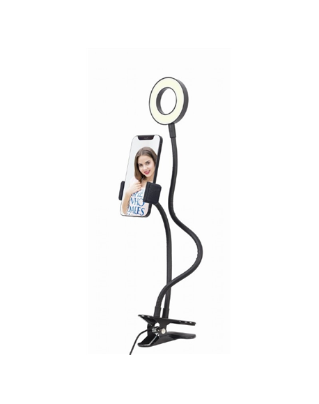 Gembird Selfie ring light with phone holder Gembird | Selfie ring light with phone holder | LED-RING4-PH-01 | ABS + metal | Blac