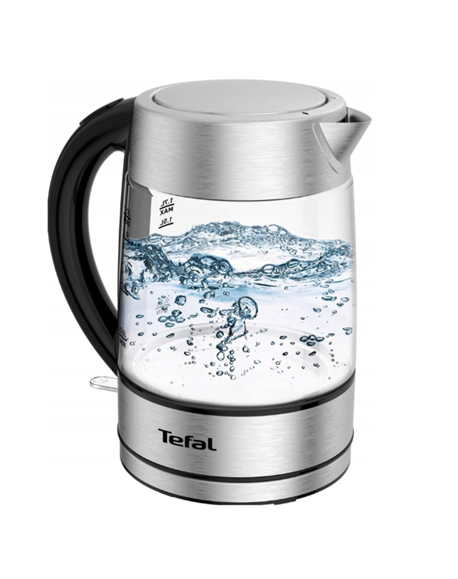 TEFAL | Kettle | KI772D | Electric | 2400 W | 1.7 L | Glass | 360° rotational base | Stainless Steel/Black