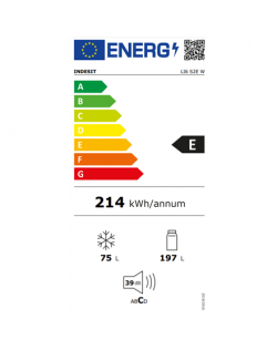 INDESIT Refrigerator | LI6 S2E W | Energy efficiency class E | Free standing | Combi | Height 158.8 cm | Fridge net capacity 197