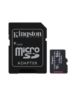 Kingston | UHS-I | 64 GB | microSDHC/SDXC Industrial Card | Flash memory class Class 10, UHS-I, U3, V30, A1 | SD Adapter