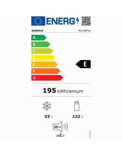 Gorenje | Refrigerator | RK14EPS4 | Energy efficiency class E | Free standing | Combi | Height 143 cm | Fridge net capacity 122 
