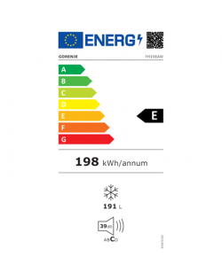 Gorenje | Freezer | FH19EAW | Energy efficiency class E | Chest | Free standing | Height 85.3 cm | Total net capacity 191 L | Di
