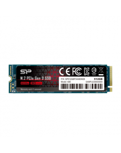 Silicon Power SSD P34A80 512 GB, SSD interface PCIe Gen3x4, Write speed 3000 MB/s, Read speed 3400 MB/s