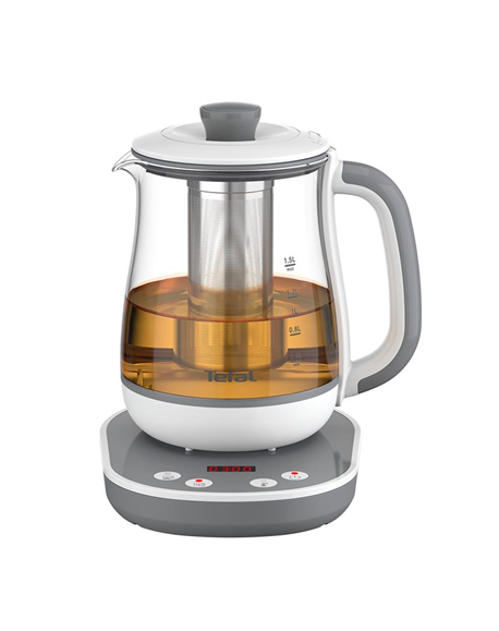 Tefal BJ551B10 Tastea Kettle, Glass, Grey/White
