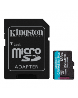 Kingston microSD Canvas Go! Plus 128 GB, MicroSD, Flash memory class 10, SD Adapter