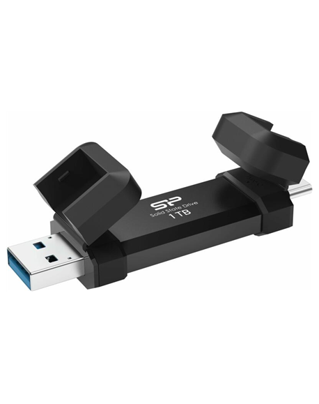 SILICON POWER DS72 Dual USB-C/USB 3.2 Gen 2 Portable External SSD, 1TB, Black | Portable External SSD | DS72 | 1000 GB | USB Typ