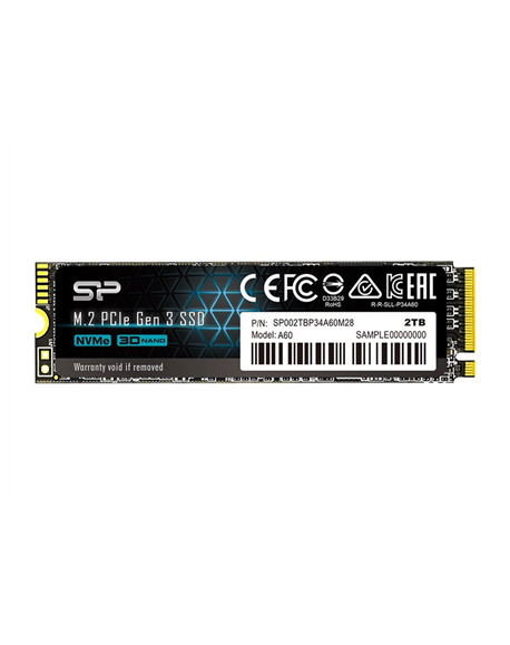 SSD | P34A60 | 2000 GB | SSD interface PCIe Gen3x4 | Read speed 2200 MB/s | Write speed 1600 MB/s
