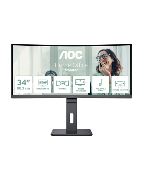 CU34P3CV | 34 " | VA | 21:9 | 100 Hz | 4 ms | 3440 x 1440 pixels | HDMI ports quantity 1
