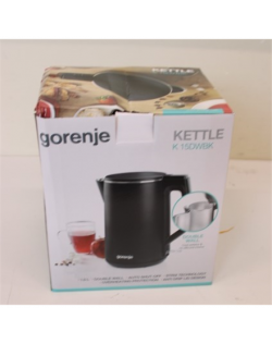 SALE OUT. Gorenje K15DWBK Kettle, Electric, Capacity 1.5 L, Power 2200 W, Stainless Steel, Black, DAMAGED PACKAGING, SCRATCHES |