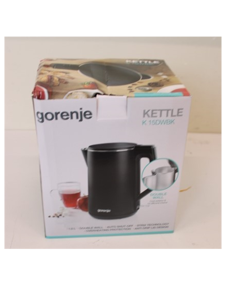 SALE OUT. Gorenje K15DWBK Kettle, Electric, Capacity 1.5 L, Power 2200 W, Stainless Steel, Black, DAMAGED PACKAGING, SCRATCHES |